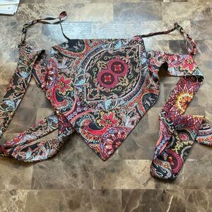 SHEIN Paisley Top with Red and Black Highlights